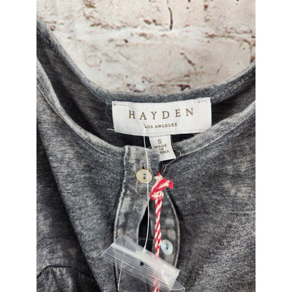 Hayden Boho Open Shoulder Top Size Small NEW Oversized Grey - Picture 3 of 4